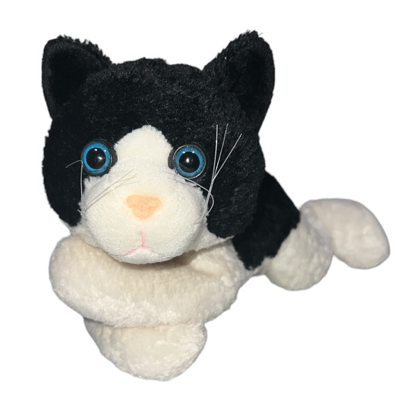 Tuxedo Cat Plush Wishpets Denise Floppy Black White Kitten Blue Eyes HTF - Picture 1 of 8